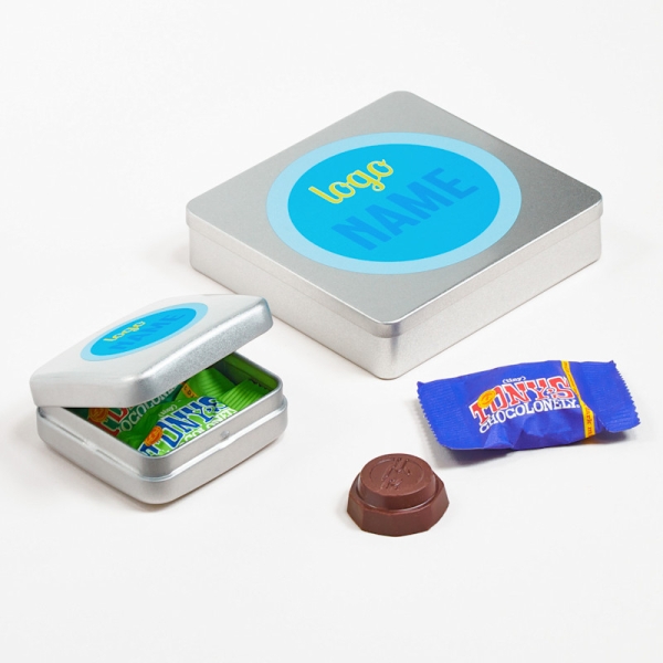 Aluminium blikken met chocolade
